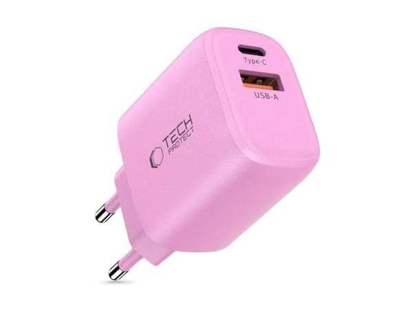 Tech-Protect NCA30 PD 30W QC3.0 vegglader USB-A / USB-C - rosa