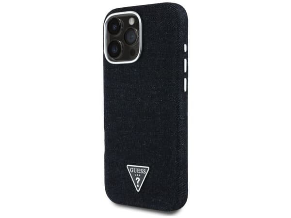 Guess Denim Triangle Logo MagSafe-deksel for iPhone 16 Pro Max – svart