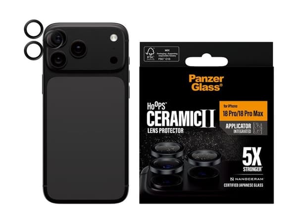 PanzerGlass ® Hoops® Ceramic Camera Lens Protector iPhone 18 Pro | 18 Pro Max, Apple - iPhone 2026 Pro, Apple - iPhone 2026 Pro Max, Asennus kuivan...