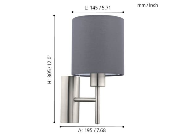 EGLO PASTERI vägglampa grå