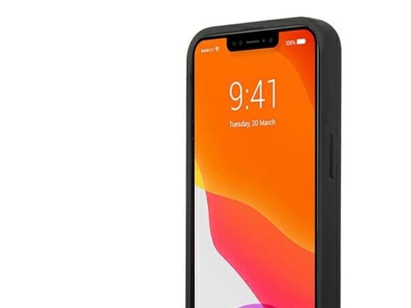 AMG läderfodral med präglade linjer för iPhone 13 mini - svart