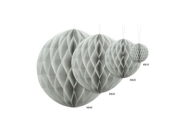 Lys grå papirvæv kugle, 20 cm