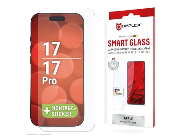 Displex 02169, Apple, iPhone 17/17 Pro, Dammresistent, Reptålig, Splitterskyddad, Stöttålig, Transparent, 1 styck