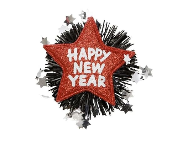 Röd Happy New Year-brosch