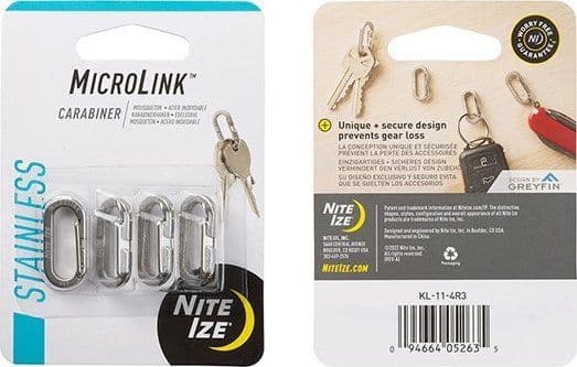 NiteIze karabiini Nite Ize MicroLink Steel Silver 4 kpl 4 kpl
