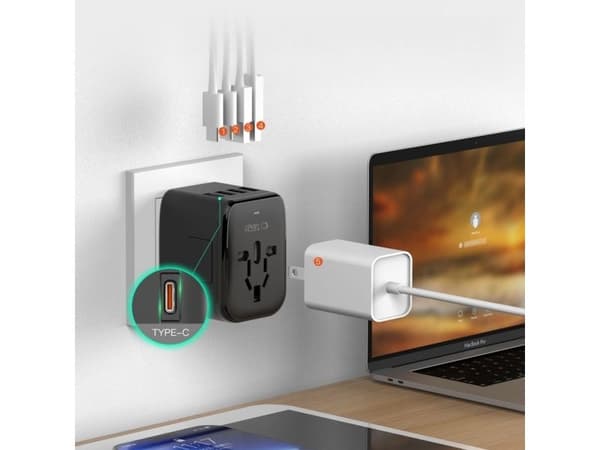 Tech-Protect TA200 adapter EU/UK/US/AU - svart