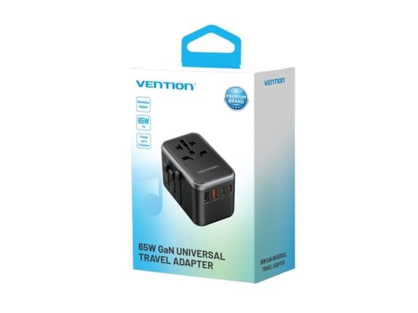 Vention FJFB0 GaN 2xUSB-C 2xUSB-A Universal Travel Adapter 65W (black)