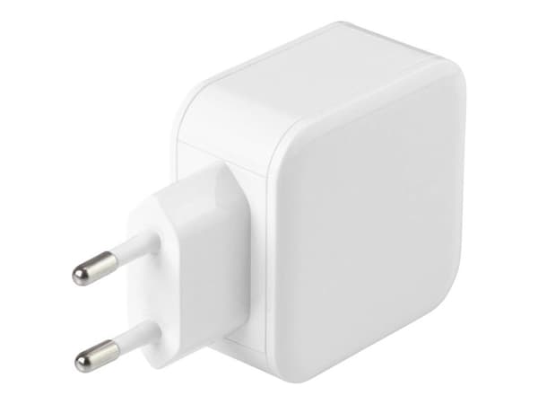 DELTACO - Strömadapter - 24 Watt - 4.8 A - 2 utdatakontakter (USB) - vit