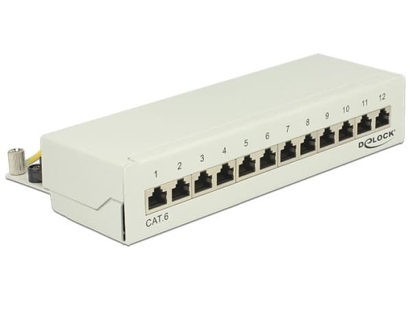 Delock - Patch-panel - CAT 6 - RJ-45 X 12 - ljusgrå, RAL 7035