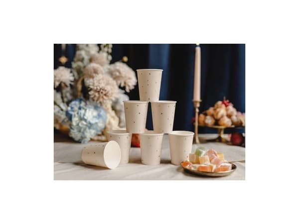 Beige pappersmuggar med stjärnor, 6 st