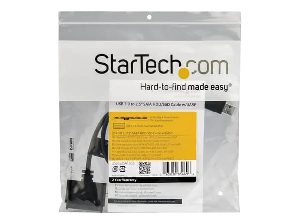 StarTech.com USB3S2SAT3CB, Sort, CE, FCC, REACH, ASMedia - ASM1153E, 0 - 60 °C, -10 - 70 °C, 49 mm