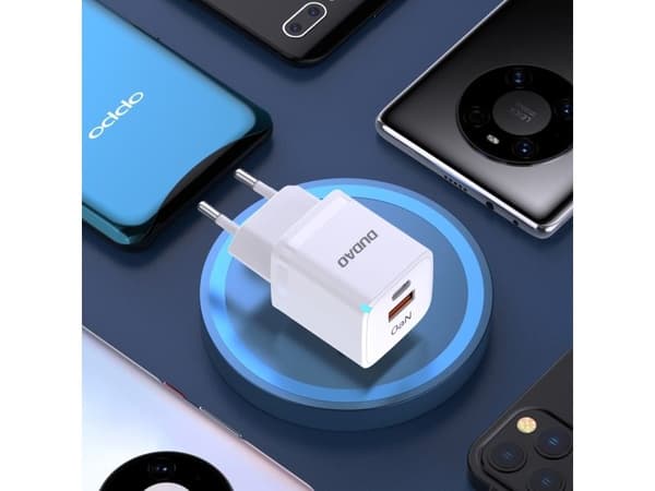 Väggladdare GaN 33W PPS USB-C/USB Dudao A13Pro - vit