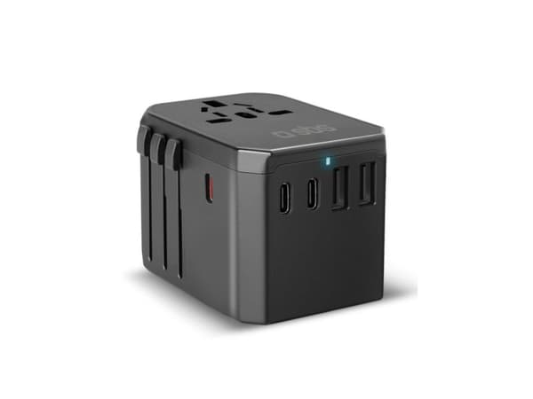 SBS Universal GaN Travel Adapter 70W 3xUSB-C 2xUSB-A with Case - Black