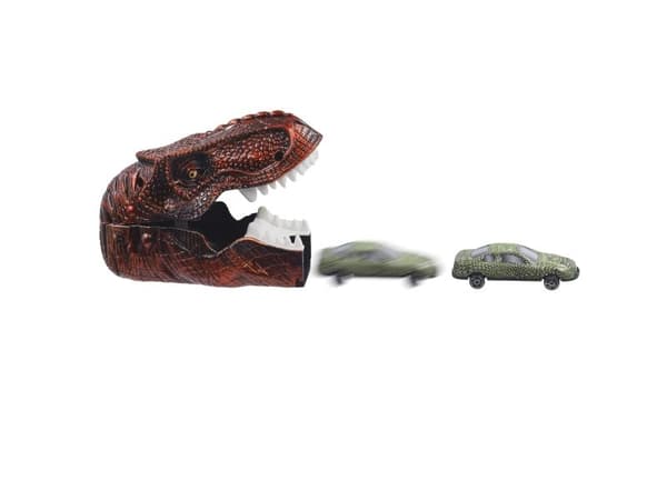 Dino head press & go med bil, 2 varianter