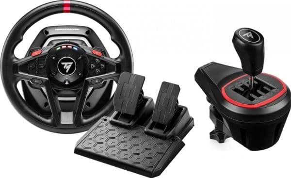 Thrustmaster T128 PS5/PS4/PC ohjauspyörä (4160781) + TH8S-vipu (4060256)