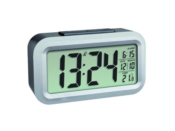 TFA LUMIO PLUS - Väckarklocka - rektangulär - elektronisk - skrivbord - Black silver