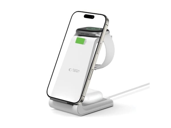 TECH-PROTECT QI15W-A36 3-i-1 trådlader for Apple hvit