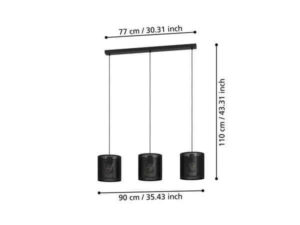 EGLO MANBY LANGBORD 3L E27 sort