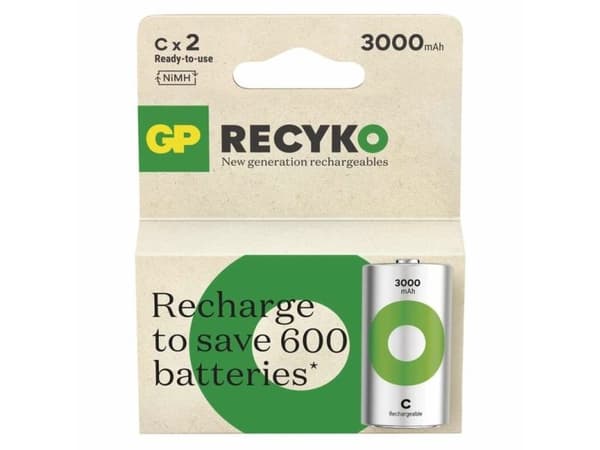 GP oppladbare Ni-MH-batterier C, 2-pakning
