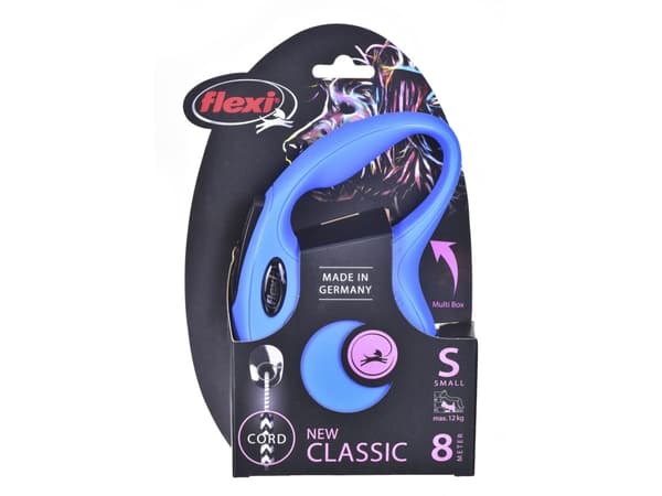 flexi New Classic snor S, 8M, 12KG, blå