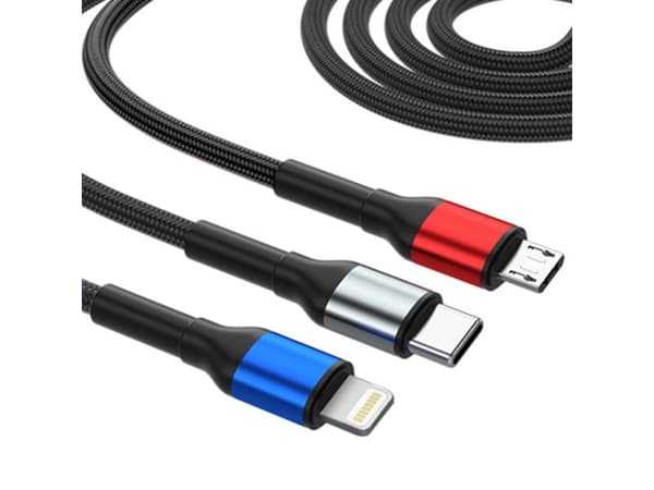 3MK USB-kabel 3mk Hyper Cable N-SERIES 6-i-1 C/A til C/Lightning/Micro 18W 9V/2A QC 3.0 1,2 m