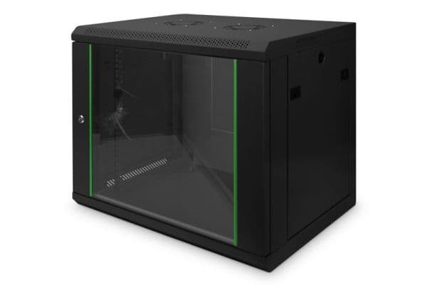 DIGITUS Dynamic Basic DN-19 09-U-EC-SW - Rack skåp - väggmontering - svart, RAL 9005 - 9U - 19"