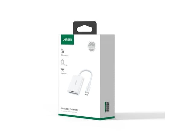 USB-C 2-i-1-kortläsare Ugreen CM265 (vit)