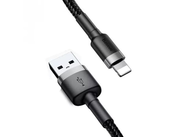 Baseus CALKLF-AG1, 0,5 m, USB A, Lightning, Hanstik, Hanstik, Grå, Sort