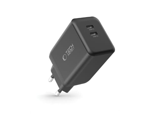 Tech-Protect NC45W-GAN 2-ports vegglader 45W PD, sort