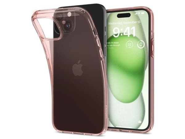 Spigen Crystal Flex-deksel til iPhone 15 Plus - rosa/transparent