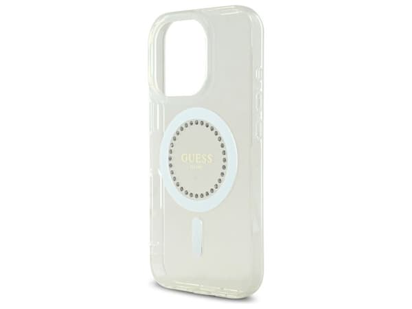 Guess IML rhinestone MagSafe-deksel til iPhone 16 Pro Max - Hvit