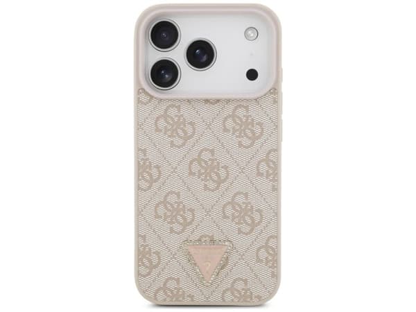 Etui Guess Leather 4G Triangle Strass MagSafe do iPhone 18 Pro / 17 Pro rózowy