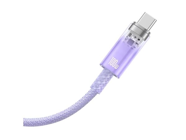 Baseus Explorer 100W USB-A til USB-C-kabel med intelligent temperatursensor 1 m - lilla