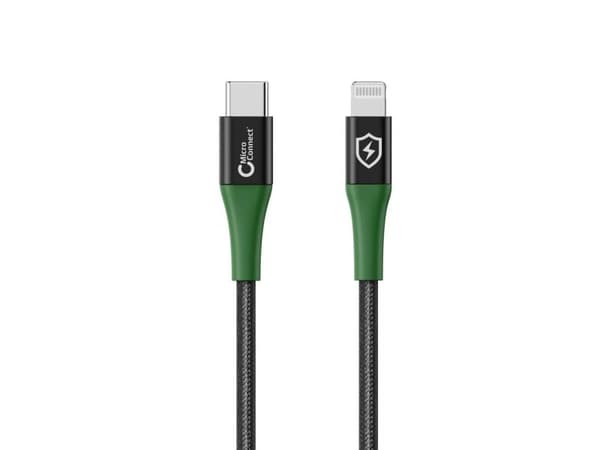 Microconnect MC-SMART USB C-L-1, 1 m, Lightning, USB C, Uros, Uros, musta, Vihreä