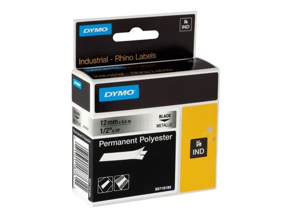 DYMO 12mm RHINO Permanent Polyester, D1, Polyesteri, 5,5 m, 1 kpl, 34 mm, 85 mm