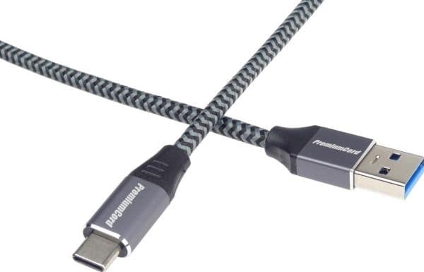 USB-kabel PremiumCord USB-A til USB-C 0,5 m svart/grå (ku31cs05)