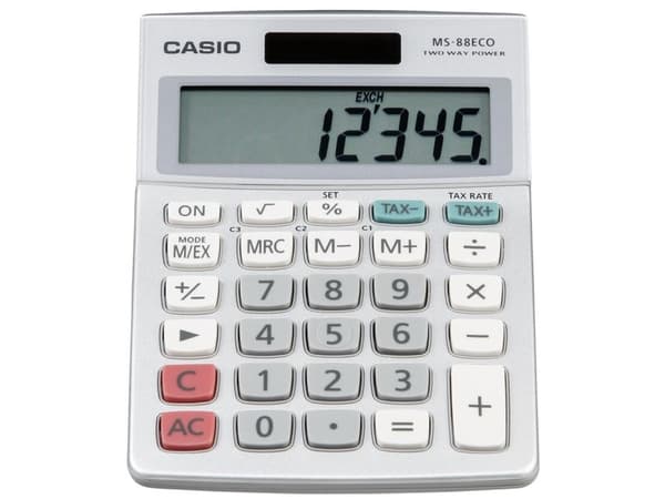 Casio MS-88ECO - Skrivebordskalkulator - 8 sifre - batteri, solpanel