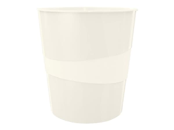 Leitz WOW - Avfallskurv - 15 L - håndtak - polypropylen (PP), polystyren - perlehvit