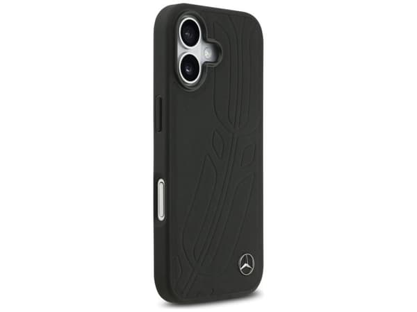 Mercedes Leather Large Laurel Leave MagSafe Case for iPhone 17 - Black