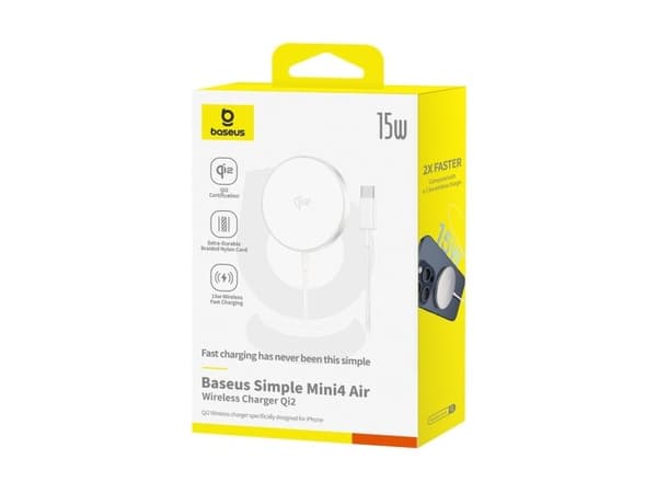 Baseus Simple Mini4 Air Qi2 15W Magnetic Wireless Charger - Silver