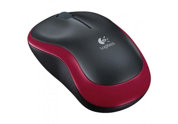 Logitech M185, Molempikätinen, Optinen, Langaton RF, 1000 DPI, Punainen