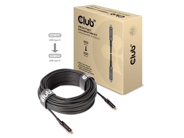 Club 3D - USB-kabel - USB-C (hann) til USB-C (hann) - USB 3.2 Gen 2 - 20 m - Active Optical Cable (AOC)