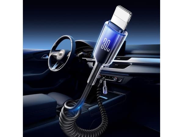 Joyroom S-A43 USB-C til Lightning spiral-kabel 1,5 m, 30W - svart