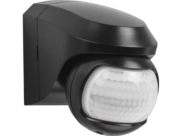 Rörelsesensor utomhus 200°, 230V, 12m, svart