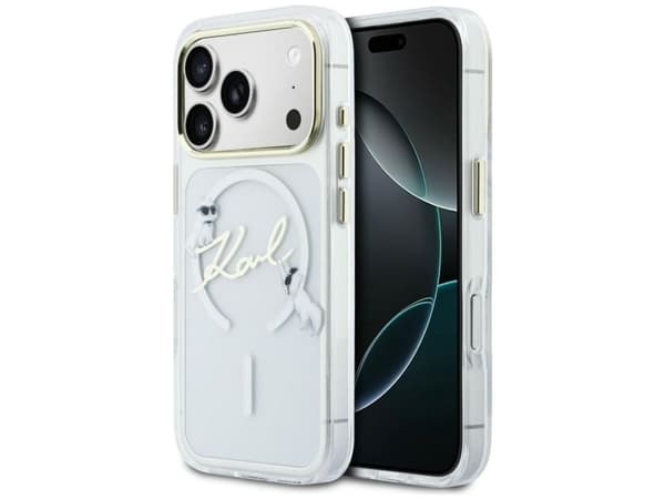 Karl Lagerfeld IML Choupettes Karl Script-logo MagSafe-etui til iPhone 17 Pro Max - klar