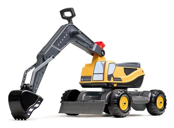 Falk Claas Volvo Bagger mit Klappsitz, 1 År, 4 hjul, Plast, Grå, Gul