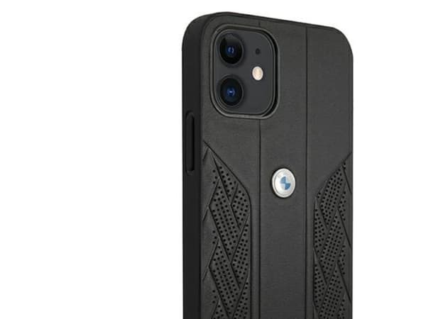 BMW lær Curve perforert deksel til iPhone 12 mini - svart