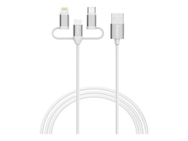 Verbatim - USB-kabel - USB (hann) til Micro-USB Type B, Lightning, USB-C (hann) - USB 2.0 - 1 m - 3-i-1, lade og synkronisere - hvit
