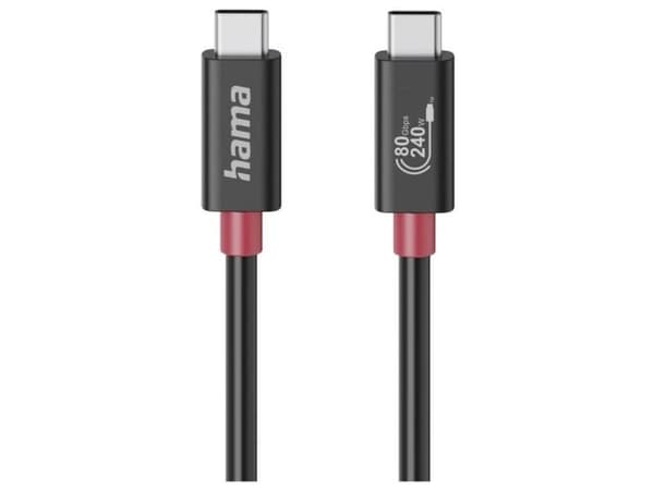 Hama 00200799, 1 m, USB C, USB C, USB4 Gen 4x2, 80000 Gbit/sek., Sort