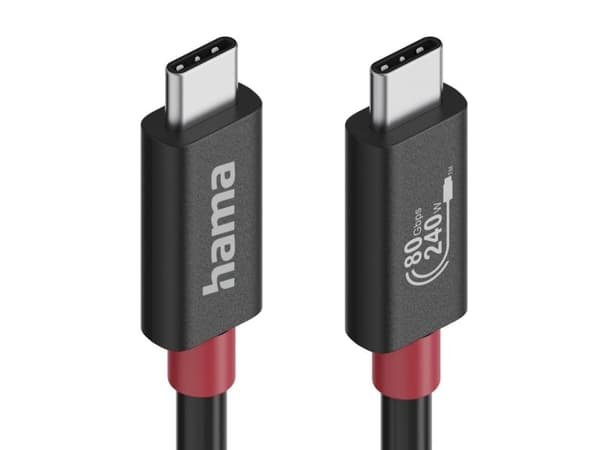 Hama 00200799, 1 m, USB C, USB C, USB4 Gen 4x2, 80000 Gbit/s, Svart